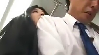 Japanese Beauty Gives A Handjob On A Crowded Bus