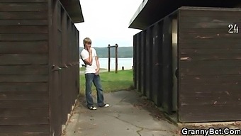 Old Man Seduces And Has Sex With A Blonde Milf In A Public Restroom