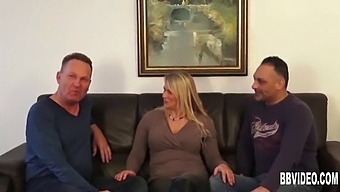 Voluptuous German Mom Handles Two Dicks In Threesome Encounter