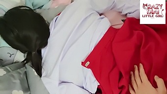 A Thai College Coed In A Red Skirt Has Sex With Her Boyfriend In A Dorm