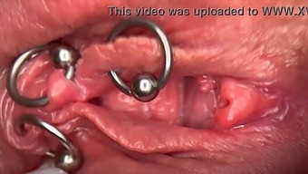 Intense Close-Up Of My Pierced Genitalia, Showcasing Wetness And Urination