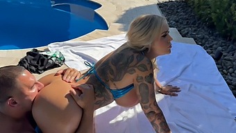 Beautiful White Girl With A Sexy Body And Tattoos, Kali Roses In Hot Scenes By The Pool.
