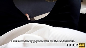 Russian College Student Amuses Herself With A Mature Teacher In Stockings